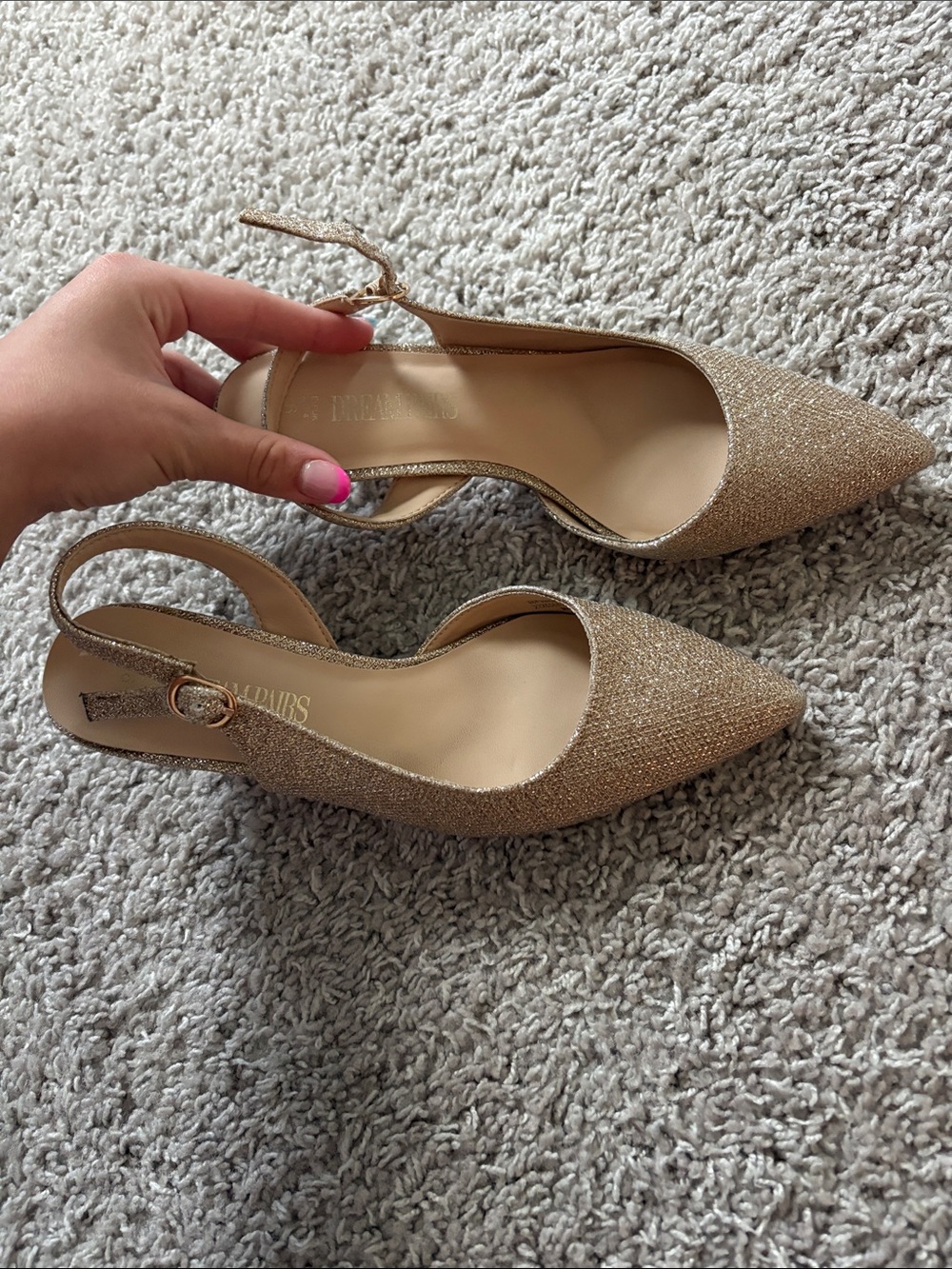 Dream Pairs Glitter Pointed Slingback Pumps - Gold slightly used